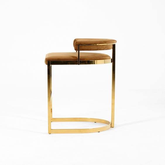 image of Caramel brown velvet bar stool