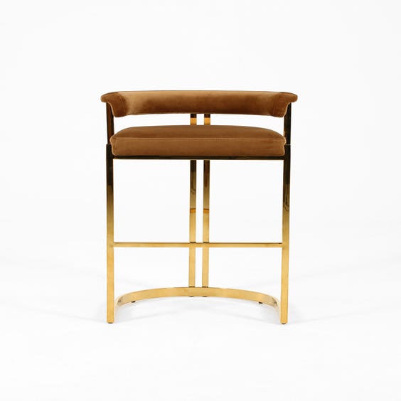 image of Caramel brown velvet bar stool