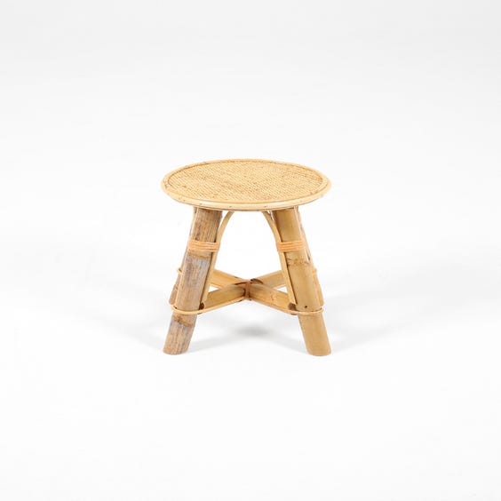 image of Midcentury rattan circular low stool