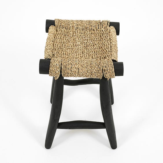 image of Primitive ebonised rope stool