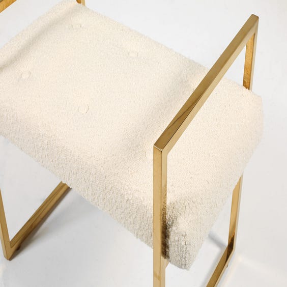 image of Ivory boucle dressing table stool