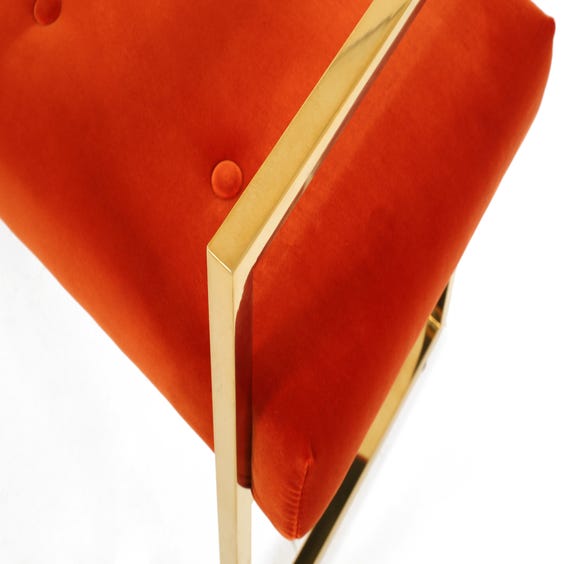 image of Burnt orange velvet dressing table stool