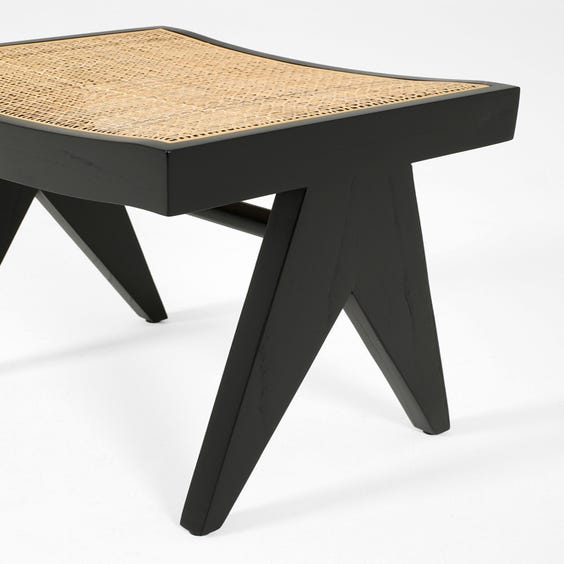 image of Midcentury ebonised solid wood stool