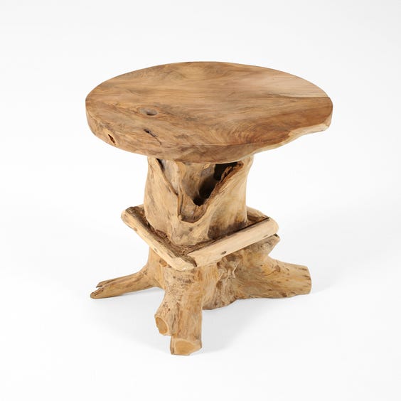 image of Primitive raw carved bar stool