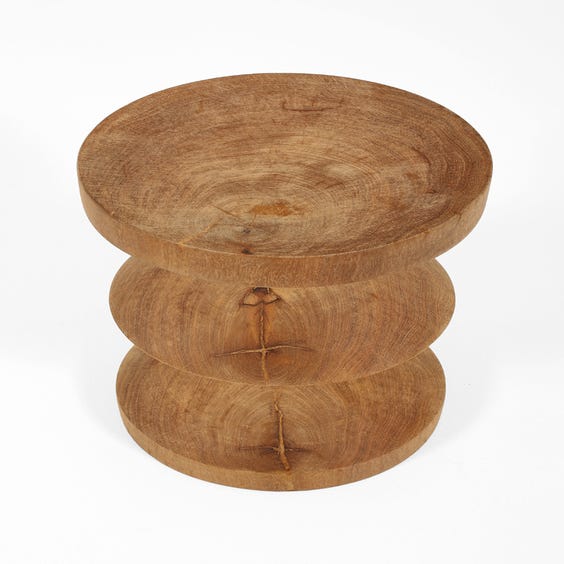 image of Solid carved wood totem stool 