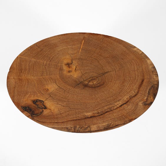 image of Solid carved wood trefoil stool