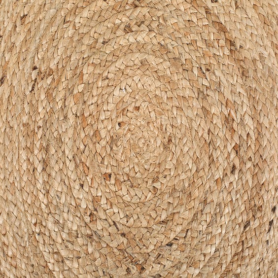 image of Natural woven jute and black speckled pouffe
