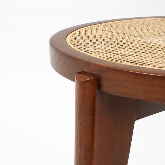 image of Midcentury style rattan wooden bar stool
