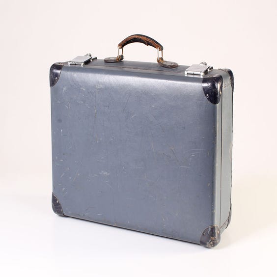 image of Blue vintage Globe-Trotter suitcase