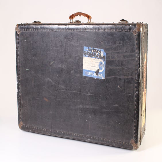 image of Black vintage studded luggage suitcase