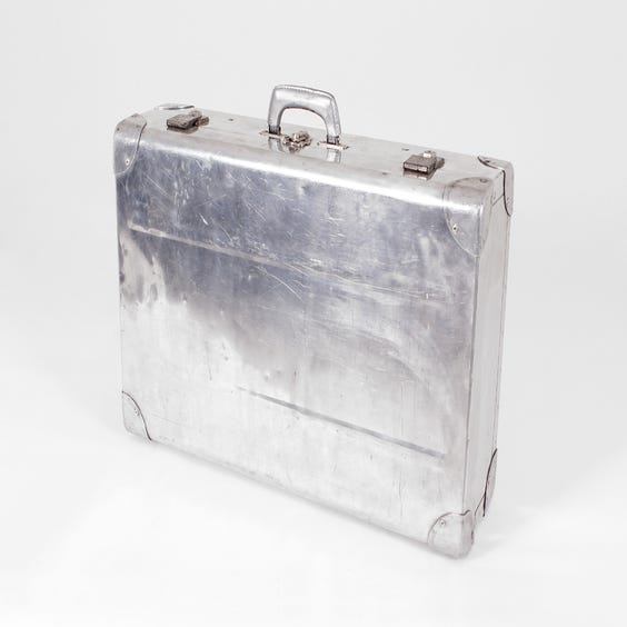 image of Silver metal vintage suitcase