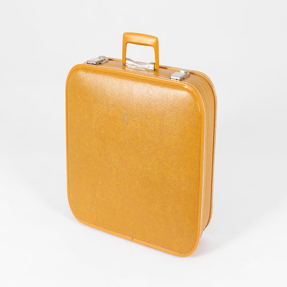 image of Small mustard vinyl vanity suitcase