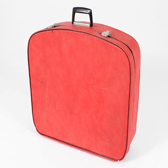 image of Large red vinyl suitcase