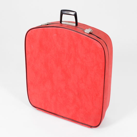 image of Medium red vinyl suitcase