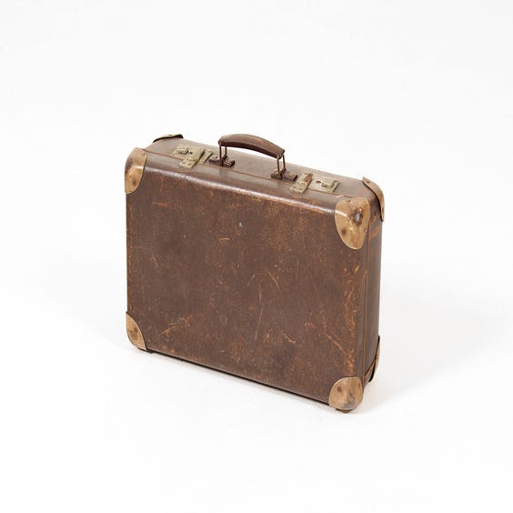 image of Small vintage brown child's suitcase