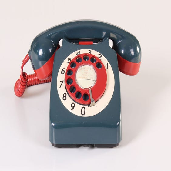 image of Retro dark green telephone