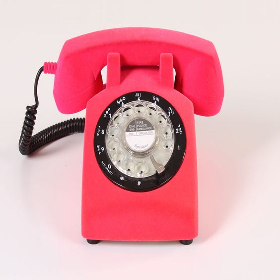image of Flocked pink telephone