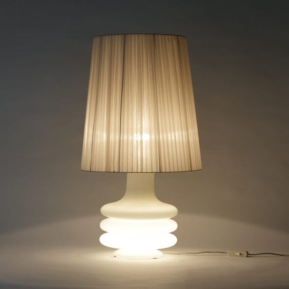 image of Vintage white glass ribbed lamp