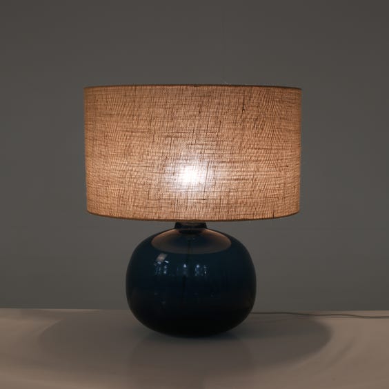 image of Dark blue glass bulbous lamp