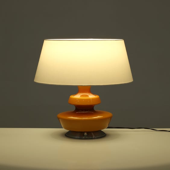 image of 1970s caramel glass table lamp
