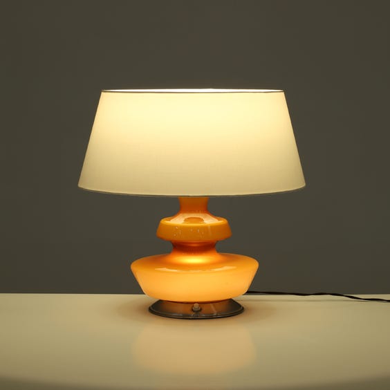 image of 1970s caramel glass table lamp