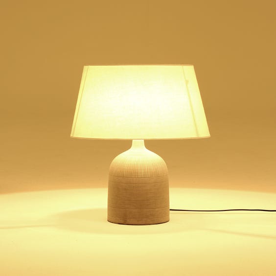 image of Grey etched ceramic bottle table lamp