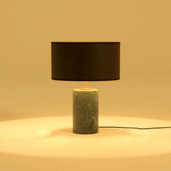 image of Dark green marble column table lamp