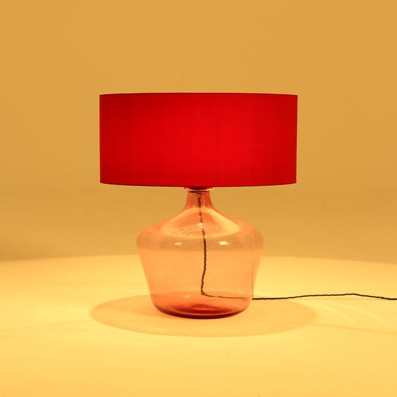 image of Large pink glass bottle table lamp