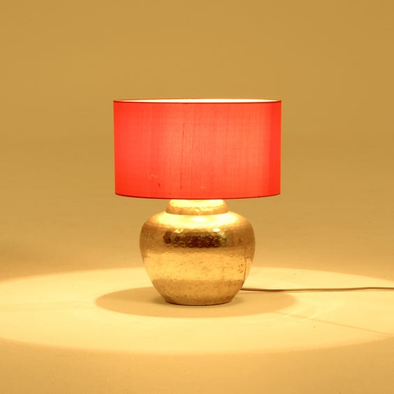 image of Brass hammered urn table lamp