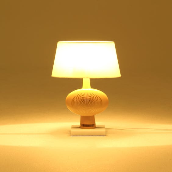 image of Mustard disc shaped table lamp