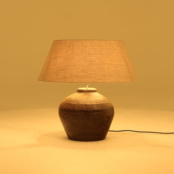image of Olive stoneware bulbous table lamp