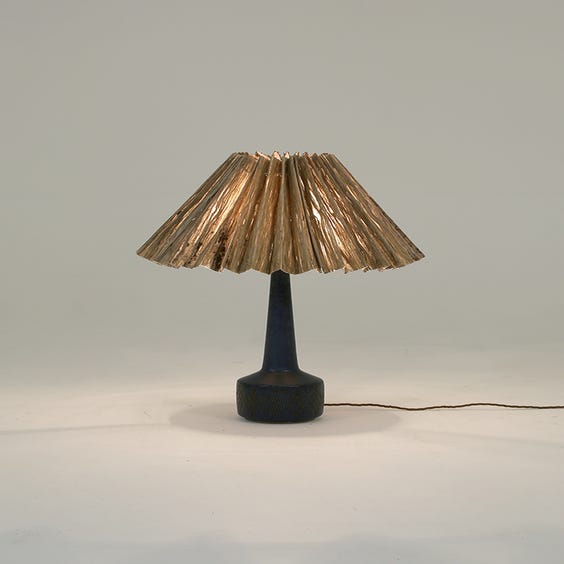 image of Midcentury blue pleated table lamp
