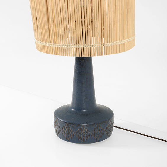 image of Midcentury midnight blue ceramic lamp