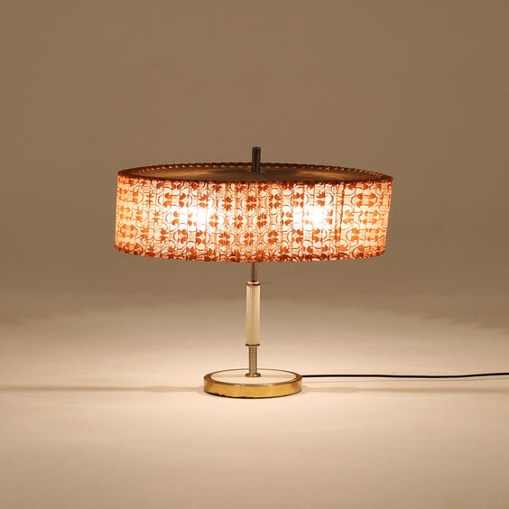 image of Midcentury brass and lace lamp