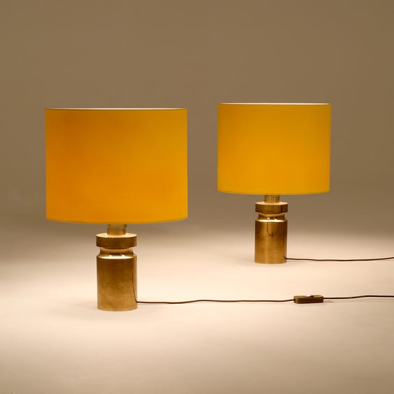 image of Brass column table lamp