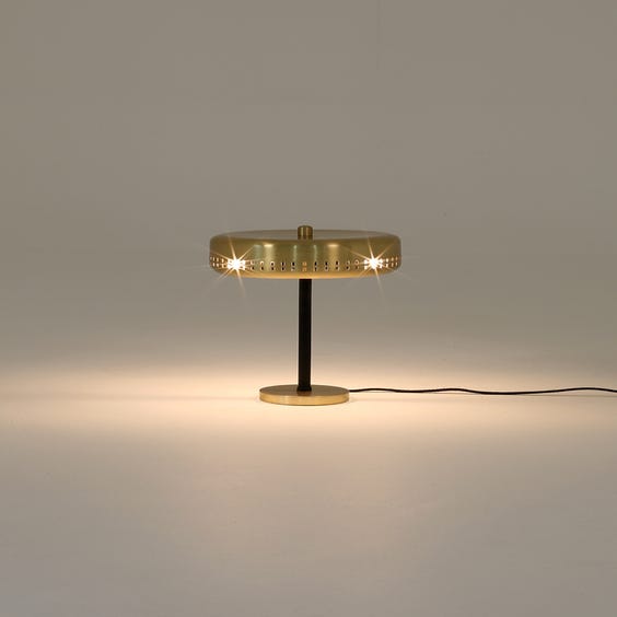 image of Midcentury brass disc table lamp