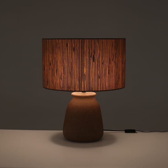image of Cinnamon brown clay table lamp