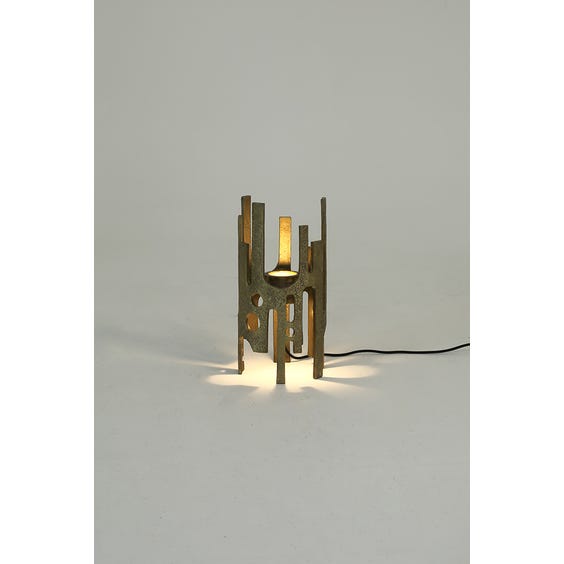 image of Midcentury bronze brutalist table lamp