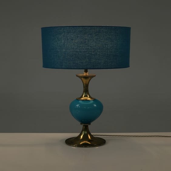 image of Midcentury blue opaline lamp