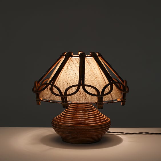image of Small rattan and cane table lamp