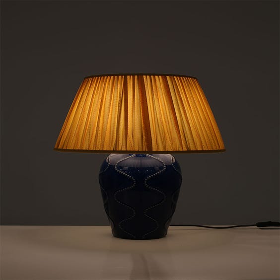 image of Blue crackle glazed ceramic table lamp