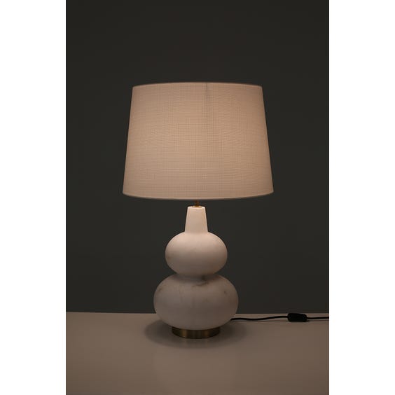 image of Heavy hourglass alabaster table lamp