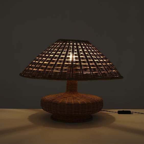 image of Large woven wicker table lamp