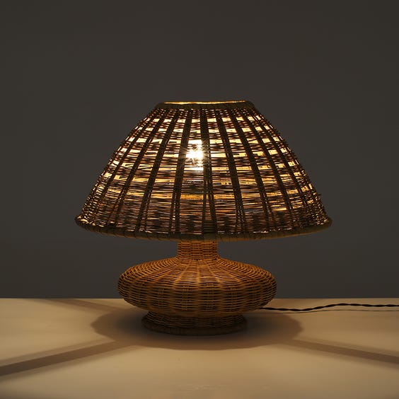 image of Small woven wicker table lamp