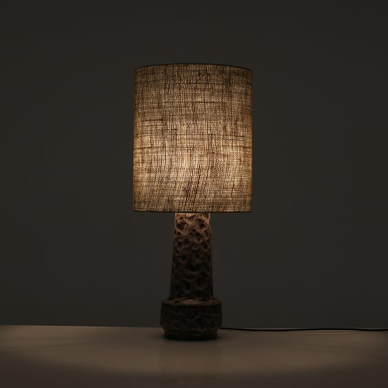 image of Midcentury sierra brown lava glazed table lamp