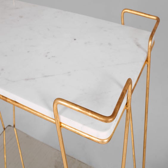 image of Gold marble top drinks trolley