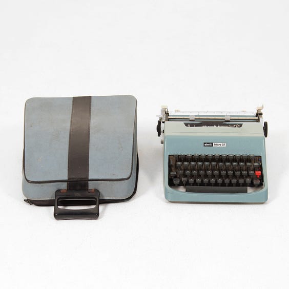 image of Vintage powder blue typewriter
